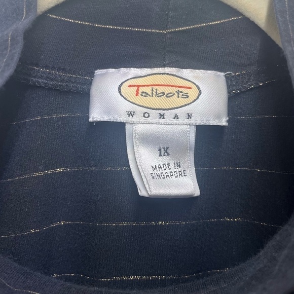 Talbots Cotton Navy Stripe Mock Turtleneck 1X - Picture 2 of 4